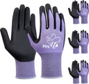 JDL 3 Pairs Nylon Nitrile Coated Gardening Gloves for Women, Touchscreen Yard Garden Gloves, Breathable Safety Work Gloves with Grip, Purple, Small