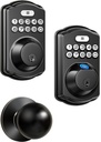 Veise KS02A and 01C Keyless Door Lock with Handle Set Matte Black