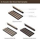 Wood Slat Acoustic Panels for Stylish Decor and Noise Reduction, Engineered Oak/Walnut/Smoked Wood Wrapped Soundproof Wall Panels, Samples Pack (3PCS)