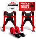 X-Protector Moving Straps - 2 Pairs - Lifting Straps for 2 Movers - Move Furniture Easily and Safely - Perfect for Lifting and Moving Heavy Objects (Adjustable Length 50-118”)