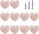 Ceramic Drawer Knobs Heart Shape Cabinet Dresser Pulls Handles with 3 Sized Screws, Kitchen Furniture Knobs for Closet Cupboard Wardrobe (10 Pack, Pink)