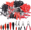 108 Pcs 10 Type Metal Alligator Clip Clamp Assortment Kit Red Black Crocodile Electrical Test Clamps Connector Jumper Helper with Protective Insulation Cover