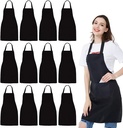 NOBONDO 12 Pack Bib Apron - Unisex Black Apron Bulk with 2 Roomy Pockets Machine Washable for Kitchen Crafting BBQ Drawing