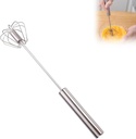 Stainless Steel Semi-Automatic Whisk, Egg Whisk Hand Push Whisk Blender, Hand Push Mixer Stirrer Tool for Cooking Kitchen Home Egg Milk (10 in)