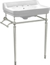 Whitehaus Collection WHV024-L33-3H-BN Console Sink, White/Brushed Nickel