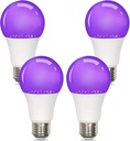4 Pack Christmas LED Black Light Bulb 9W, UV Blacklight Bulb Replace 100W, 385-400nm,A19,E26 Base 120V, Party Glow Decor,Blacklights Bulbs Non-Dimmable