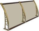 Door Canopy Windows Awning, Outdoor Rainproof Awning, Household Balcony Shelter with Champagne Aluminum Alloy Bracket Transparent Polycarbonate Board Eaves Courtyard Rain and Snow Cover