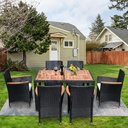 LUMISOL 7 Piece Outdoor Dining Table Set with 6 Chairs and 1 Table, Soft Cushion,Wicker Rattan Patio Table and Chairs Set, All Weather Patio Furniture Conversation Set for Garden, Backyard, Poolside