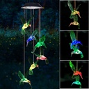 SIX FOXES Wind Chime, Solar Hummingbird Wind Chimes Outdoor/Indoor,Birthday Gifts for Mom Grandma,Mother Outdoor Decor,Yard Decorations,Memorial Wind Chimes,Mom's Best Gifts,