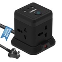 EMBOX Cube Extension Board 5 Meter Cable (QC 3.0)| 2500W Heavy Duty Extension Board with USB Type C Universal Sockets & Master Switch |Compact Extension Cord Safety Shutter & Overload Protector