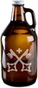 Crossed Keys Hand-Made Etched Glass Beer Growler 64 oz
