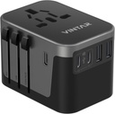 Universal Travel Adapter, VINTAR International Power Adapter with 6A 3 USB C and 2 USB Ports, All in One Travel Essentials Plug Adapter, Worldwide Outlet Converter for Europe UK USA AUS(Type C/G/A/I)