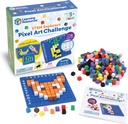 Learning Resources STEM Explorers Pixel Art Challenge - Math Puzzles, Pattern Blocks, Sensory Bin, Arts and Crafts, Math Manipulatives, Building Toys, Montessori