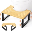 Wood Foldable Toilet Poop Stool Adult, 7" 8" 9" Height Adjustable Squatting Potty Stool for Adults Kids with Metal Frame, Heavy Duty Bathroom Step Toddler Stools for Pooping, 500lbs Capability