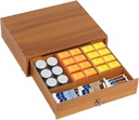 Wooden Coffee Pod and Tea Storage Box with Lock, Cherry Wood Finish, 13.8 x 11.3 x 3.8 inches