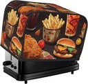 Chicken Leg Burger Drink 2 Slice Toaster Covers Dustproof Splash-Proof Bread Machine Cover Fingerprint Protectors Small Washable Kitchen Appliance Cover Universal Size