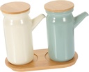 Cabilock 1 Set Ceramic Condiment Bottle Kitchen Seasoning Container with Individual Lids Oil Soy Sauce Dispenser and Stylish for Home Cafe Restaurant and Buffet Use