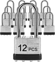 Padlocks with Same Key, LQYN 12 Pcs Laminated Keyed Padlock (1-9/16", 40mm), Keyed Alike Locks, Long Shackle, for Storage Locker, Hasp Latch, Toolbox, Sheds