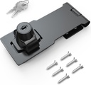 4 Inch Keyed Hasp Lock for Cabinets & Small Doors, Twist Knob Design, Heavy Duty Zinc Alloy with Chrome-Plated Iron, Includes Keys & Screws, Black