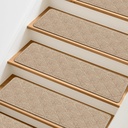 Stair Treads Non-Slip for Wooden Steps, 15Pack - 8" x 30" Edging Stair Runner Indoor for Kids Elders & Pets, Washable Carpet Stair Treads with Peel & Stick Reusable TPE Backing, Beige