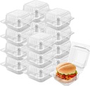 100 Pack 5 x 5 inch Clear Plastic Disposable Clamshell Container,Hinged Take Out Clamshell Dessert Container with Lid Takeout Tray Disposable Food Clamshell Containers for Dessert,Cakes,Sandwiches