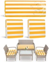 3 Pack Outdoor Patio Seat Cushions Replacement Covers Fit for Outdoor Furniture 4 Pieces Wicker Rattan Furniture Patio Conversation Set Loveseat Chair，Cover Only (Yellow and White, 18x18x2,36x18x2)