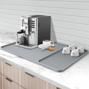 Silicone Coffee Mat, 24'' x 16'' Bar Mat with Detachable Dish Drying Mat for Countertops, Fits Under Coffee Maker, Machine, Espresso Machine, Dish Rack