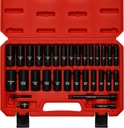 CASOMAN 3/8-Inch Deep Impact Socket Set, Metric & SAE, 31Piece Socket Set, CR-V, Includes Extension Bar (3, 6-inch) & Adapters, Heavy Duty Storage Case