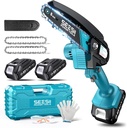 Seesii Mini Chainsaw, 6-inch Mini Chainsaw Cordless, Handheld Electric Power Chain Saw with 2 Batteries, for Tree Trimming Wood Cutting, Best Gifts for Father, Dad, Husband, Men