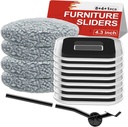 New Upgrade Furniture Sliders, Multi-Surface 3-in-1 Furniture Movers Sliders, Heavy Moving Pads with 8PCS 4.3" Carpet Sliders+4PCS Hard Floor Socks+1 Lifter, Protect Floor and Easily Move Furniture