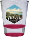 Paducah Kentucky Riverwalk Design Souvenir 2 Ounce Shot Glass Round Red Single
