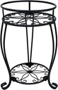 CASIMR 2 Tier Plant Stand, 19.2 inch Tall Metal Potted Holder Rack,Indoor Outdoor Multiple Flower Pot Shelf Rustproof Iron Garden Container for Garden Patio Living Room Corner Balcony, Black