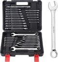 BULLTOOLS 32-Piece Combination Wrench Set, SAE and Metric 1/4"-1" & 7mm-22mm Wrenches Chrome Vanadium Steel Box End and Open End Standard Wrench Set with Case