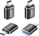 AVMAX USB C to USB A Adapter 4 Pack, USBC Male to USB A 3.0 Female OTG Adapter, Type C Male to Type A Female 3.0 OTG Adapter for Apple iPhone 16 15, Flash Thumb Drive,Mac,iPad,Samsung Galaxy