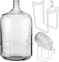Maxdot 5 Gallon Glass Water Jug with Water Jug Stand and Dispenser Valves, Carboy Fermenter Food Grade for Water Storage, Beer Wine Making and Fermentation Making Equipment