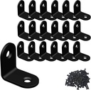 Corner Brace, L Bracket, Corner Bracket,Stainless Steel Brackets,Small Angle Brackets, Metal Iron Braces for Wood (Black_1x1x0.6inch_20pcs)