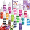 Gel Food Coloring - 15 Colors Flavorless Gel Based Food Color Dye, Vibrant Edible Concentrated Food Coloring for Cake Cookie Decorating, Easter Egg, Icing, Fondant, Christmas Baking, Macaron (6g/Bottle) - Vegan