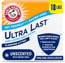 ARM & HAMMER Ultra Last Clumping Cat Litter Unscented MultiCat 18 Lbs. Pet Friendly with Baking Soda Odor Control Litter
