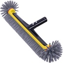 POOLAZA Pool Brush Head with Round Ends, Heavy Duty Pool Brushes for Cleaning Pool Walls, Floors Steps & Corners, 17.5" Pool Brush with Sturdy Aluminum Handle & Durable Nylon Bristles (Yellow)
