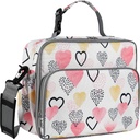 Mesa Heart Lunch Box for Kids - Kids Lunchbox for School, Daycare, Kindergarten - Insulated Lunch Box for Girls - With Handle, Shoulder Strap, Zipper Front Pocket & Side Bottle Holder