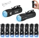 KunHe 10 Pack 365nm UV Flashlightt, Mini Rechargeable UV Light 3W for Pet Stain Detection, Hotel Cleaning, Resin Curing, Gem & Scorpion Inspection, Stocking Stuffers