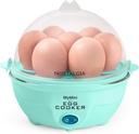 Nostalgic MyMini Egg Cooker Makes 7 Hard Boiled Eggs Also Poaches, Steams Vegetables, Omelets and Dim Sum Aqua