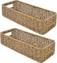 2pcs Handwoven Rattan Storage Baskets Set for Organizing Bedroom Kitchen and Bathroom Essentials Lightweight Versatile Baskets for Snacks and More