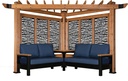 Backyard Discovery Tuscany Cabana Pergola with Bamboo Privacy Panels and Conversation Seating in Indigo