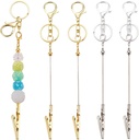 1 Box 4Pcs Beadable Card Clips Bracelet Clasp Helper Tool Gold Silver Metal Alloy Alligator Lobster Claw Clasps Grabber Puller Keychain with Bars for Long Nails Women Jewelry Making Supplies