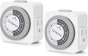 G-Homa Timers for Electrical Outlets, 24 Hour Indoor Plug-in Mechanical Timer Mini, 30 Minute Intervals, 3-Prong, Daily On/Off Cycle, for Lights, Lamps (2-Pack,ETL Listed) White