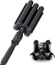 kuwa Crimper Hair Tool,Beach Waves Curling Iron,3 Barrel Curling Iron,Hair Crimper for Women,HairWaver with LCD Temperature Display