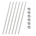 M4 x 350mm/14-Inch Fully Threaded Rod & Studs, 304 Stainless Steel Right Hand Threads Rods, M4-0.7 Thread Pitch for Beaded Garden Stake Rods 6 Pack【with Nuts】