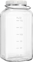 1 Pack 2 Gallon Glass Jar with Lid(7600ML/256 FL Oz), Large Glass Container with AIRTIGHT Lid AND Stainless Steel Handle, Wide Mouth Glass Flour Storage Containers with Scale Mark for Flour, Sugar