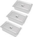 Steam Teable Pans with Lid,3 Pack 6 Inch Deep Restaurant Steam Table Pans Commercial Cookwares,Stainless Steel Steam Table Pans for Hotel Food Buffet Event Catering Supplies,Silver (6inch Deep)